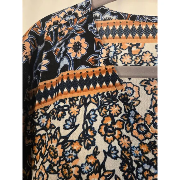 Women's WESTPORT 1962 Long Sleeve Dress 2X Black Orange Floral - Picture 6 of 11